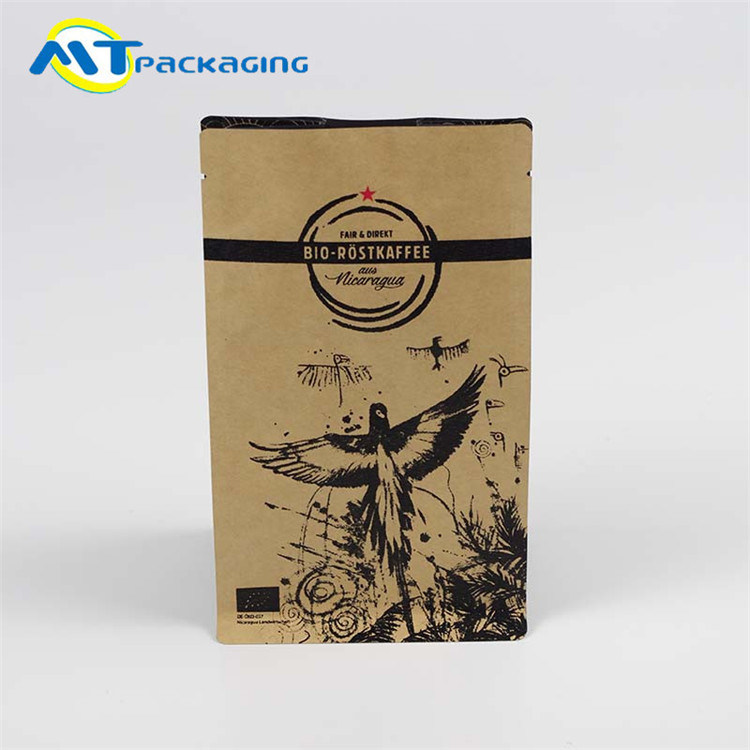 Heat seal kraft paper Biodegradable Food Packaging Bags with valve