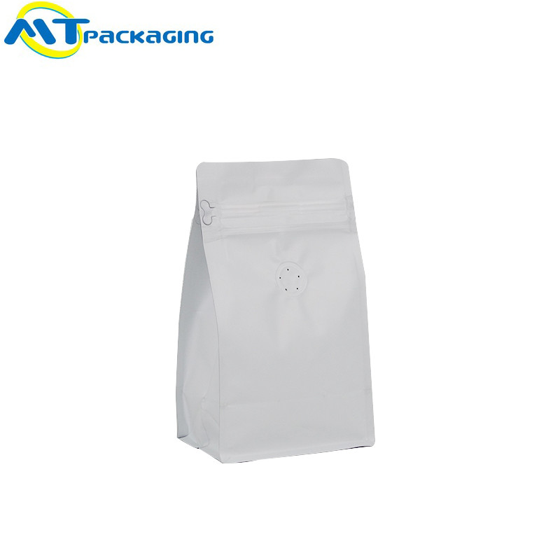 Matt White k Coffee Bags , Aluminum Foil Gusseted Coffee Bags