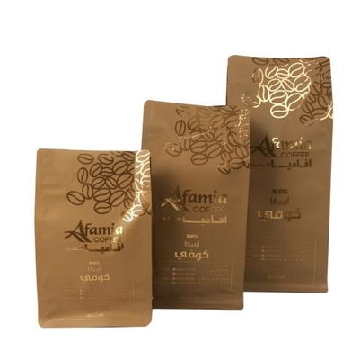 Laminated Coffee Packaging Bags Aluminum Foil Stand Up Pouch ODM 150 Microns