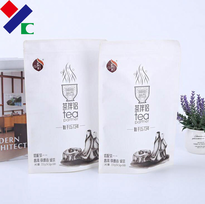 BRC White Brown Kraft Paper Pouch Stand Up  Bag For Coffee Tea
