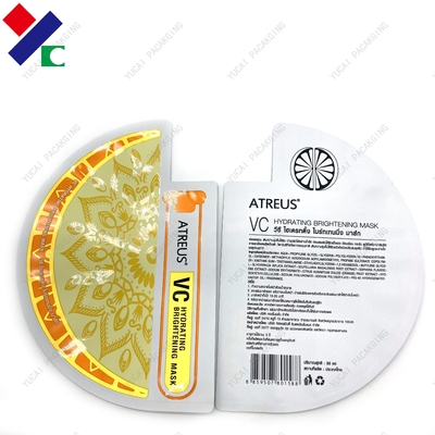 FDA Three Side Seal Pouch Facial Mask Foil Packaging Bag Customized Shape