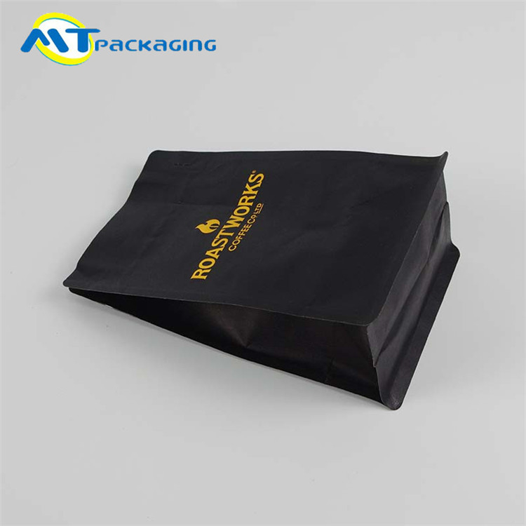 Kraft paper Quad seal stand up pouch coffee packing bag self-sealing ...