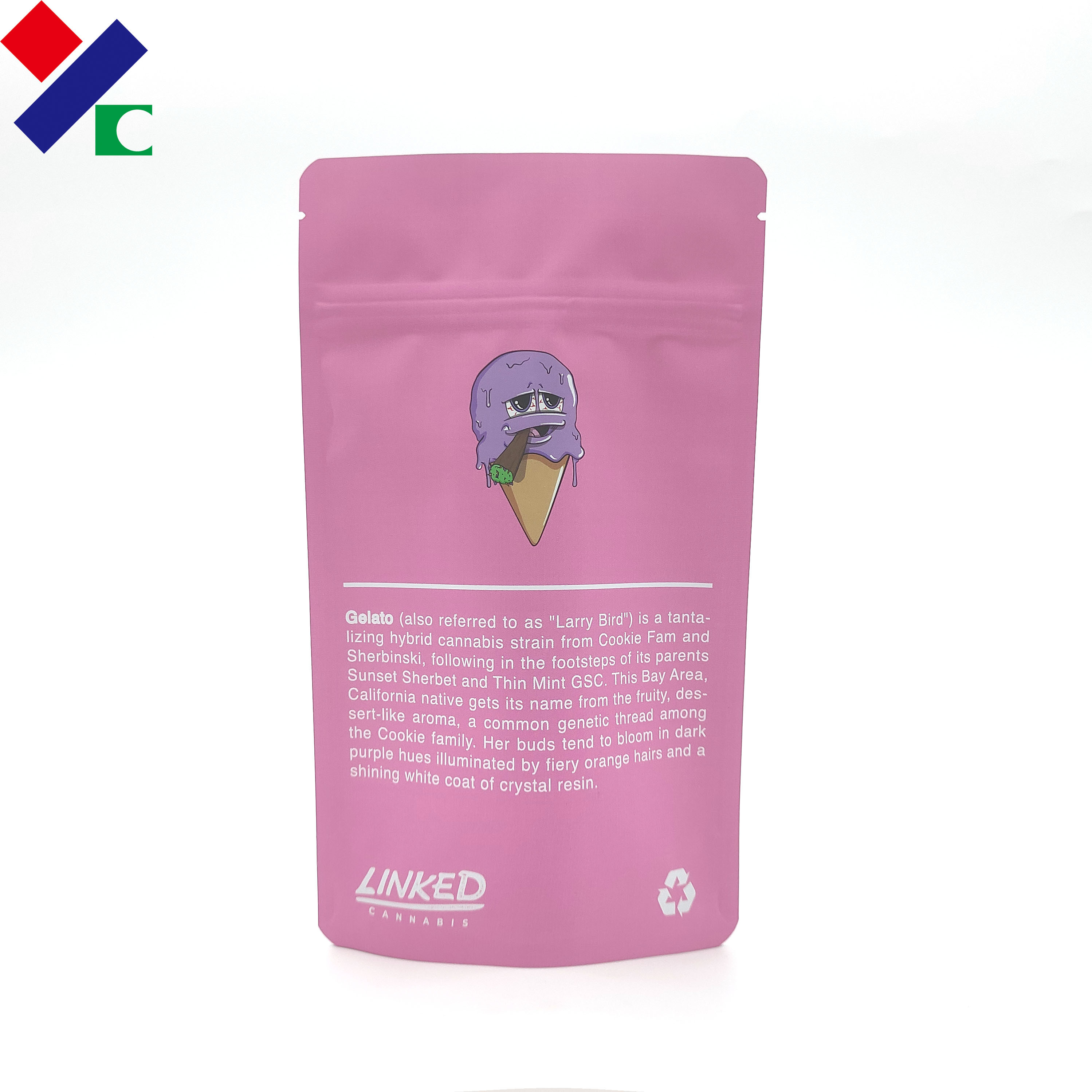 Eco Friendly Tear Notches VMPET Plastic Stand Up Pouch With Ziplock