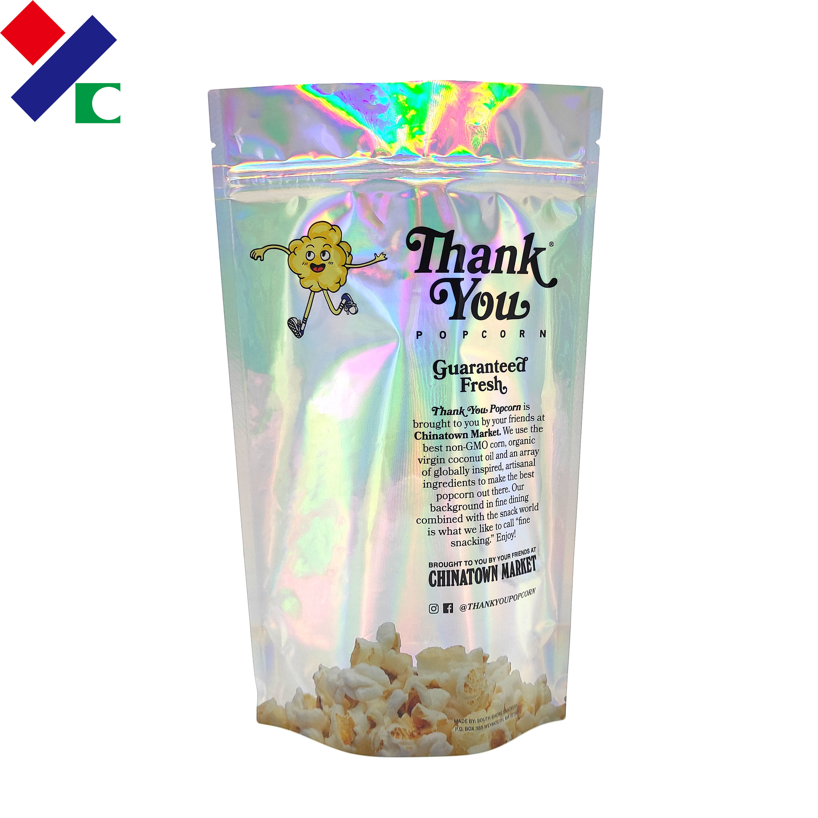 Hang Hole Ziplock Stand Up Bags , 120 Micron Popcorn Packaging Pouch